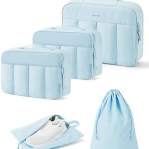 BAGSMART Hanging Packing Cubes for Travel Women, Large Capacity Luggage Organizers for Suitcases, Quilted Travel Essentials for Women, Blue