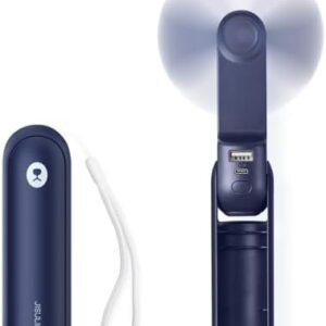 JISULIFE Portable Handheld Fan, Mini 3 In 1 with Rechargeable Battery, Personal Pocket Fan for Travel, Outdoor, USB Power Bank, Flashlight, Essential Ideal Gifts for Summer/Concert/Vacation - Blue