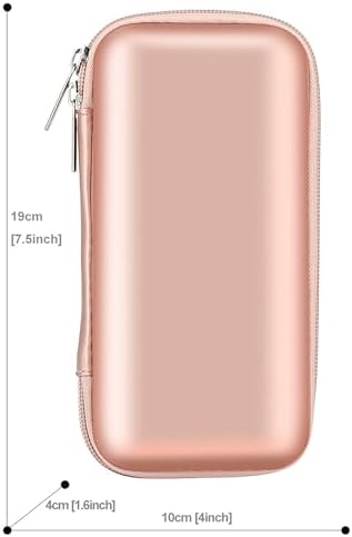 iMangoo Shockproof Travel Essentials Organizer Case, Small Accessories Hard Protective Pouch Electronics Purse for Women Men Zipper Tech Cord Cable Power Bank Charger 6.5x3.2x1 In (Rose Gold) - Image 6