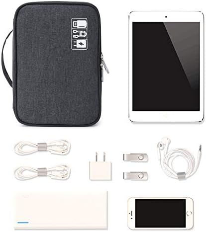 mygreen Electronics Travel Organizer, Watreproof Electronic Accessories Case Portable Double Layer Cable Storage Bag for Cord, Charger, Flash Drive, Phone, Ipad Mini, SD Card, Gifts for Him Black - Image 3