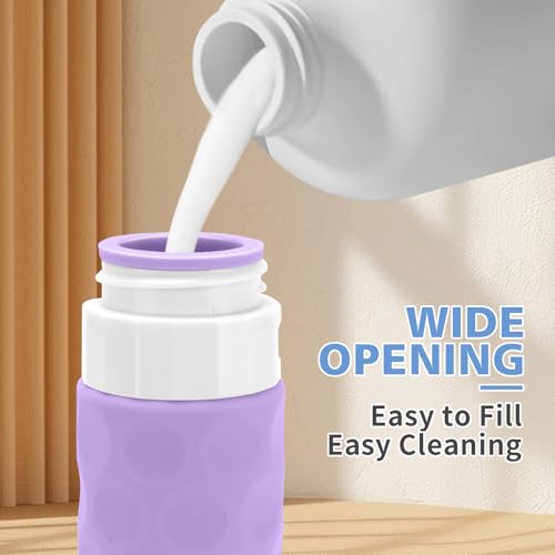 Travel Bottles for Toiletries, 4pcs Tsa Approved 3oz Travel Size Containers, BPA Free Leak Proof Premium Silicone Bottles, Refillable Liquid Squeezable Accessories W/Toiletry Bag(Purple) - Image 4