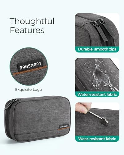 BAGSMART Electronic Organizer Travel Case, Cord Organizer Travel Cable Bag, Charger Pouch, Tech Pouch as Travel Accessories, for Phone, Power Bank, SD Card (Black) - Image 4