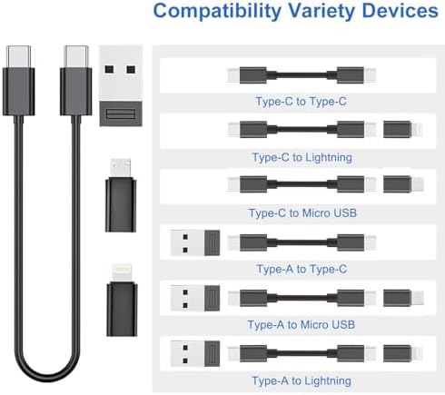 Multi USB Charging Adapter Cable Kit, USB C to Ligh-ting Adapter Box, Conversion Set USB A Type C Lightn-ing Micro Adapter Kit,60W Charging and Data Transfer Cable Kit Sim Tray Eject Tool Slots - Image 4