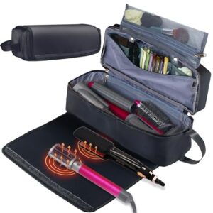 Hair Tools Travel Bag with Heat Resistant Mat Hair Styling Accessories Storage Case for Hair Dryer Flat Iron Straightener Curling Iron Haircare Accessories Travel Essentials for Women