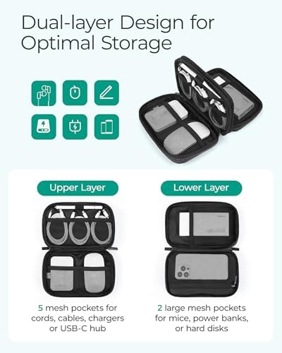 BAGSMART Electronic Organizer Travel Case, Cord Organizer Travel Cable Bag, Charger Pouch, Tech Pouch as Travel Accessories, for Phone, Power Bank, SD Card (Black) - Image 2