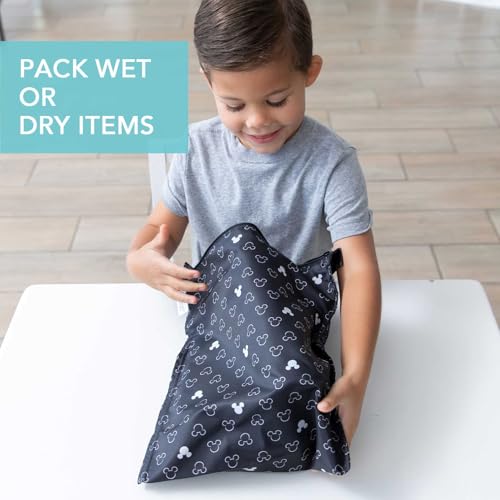 Bumkins Disney Waterproof Wet Bag for Baby, Travel, Swim Suit, Cloth Diapers, Pump Parts, Pool, Beach, Gym Clothes, Toiletry, Hook to Stroller, Daycare, Zip Reusable Wetdry Packing, Mickey Mouse Icon - Image 3