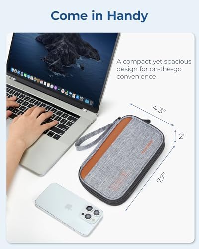 BAGSMART Small Travel Cable Organizer, Tech Accessories for Charger, Phone, Gray - Image 5