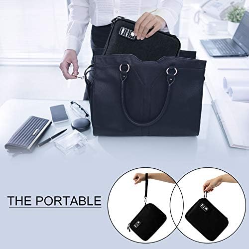 Travel Cable Organizer Bag Waterproof Portable Electronic Accessories Organizer for USB Cable Cord Phone Charger Headset Wire SD Card with 5pcs Cable Ties(Black) - Image 6