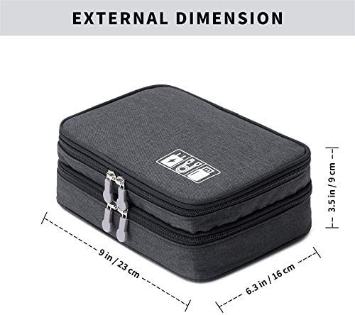 mygreen Electronics Travel Organizer, Watreproof Electronic Accessories Case Portable Double Layer Cable Storage Bag for Cord, Charger, Flash Drive, Phone, Ipad Mini, SD Card, Gifts for Him Black - Image 4
