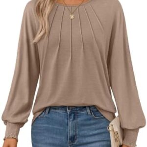 AUTOMET Womens Fall Fashion Long Sleeve Shirts Dressy Casual Pleated Basic Trendy Tops Winter Clothes 2025