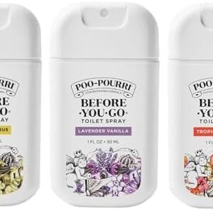 Poo~Pourri Spring On-The-Go Before-You-Go Toilet Spray 30ml Travel Essentials Variety 3 Pack - Bathroom Odor Removers - Travel Size Toiletries - Plant Based Ingredients - Freshener Spray