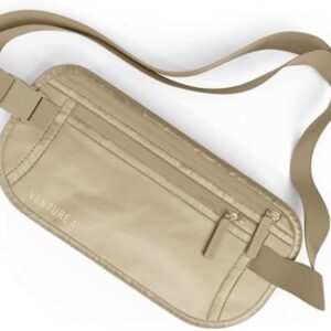 Travel Money Belt, RFID Blocking for Men & Women - Ideal for Keeping Your Cash, Credit Card, Passport, Phone Safe When Traveling (Sleek Beige)