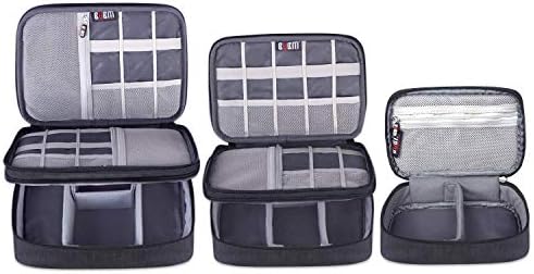 BUBM 3pcs Double Layer Electronic Organizer, Travel Gadgets Bag for Cables, External Flash Drive, Mouse, Memory Card, Power Bank and More, Compact and Multi-purpose, Black - Image 2