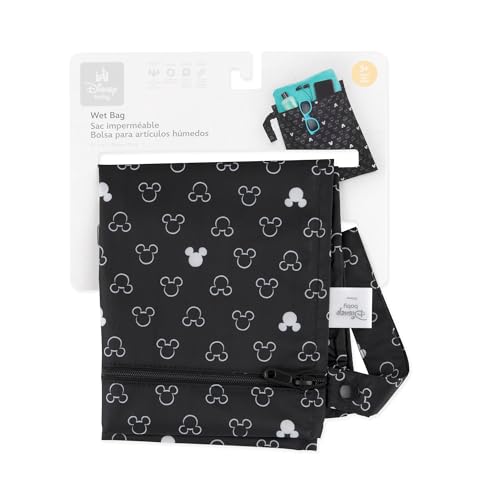 Bumkins Disney Waterproof Wet Bag for Baby, Travel, Swim Suit, Cloth Diapers, Pump Parts, Pool, Beach, Gym Clothes, Toiletry, Hook to Stroller, Daycare, Zip Reusable Wetdry Packing, Mickey Mouse Icon - Image 5