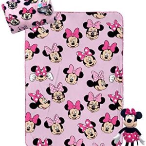 Jay Franco Disney Minnie Mouse Travel Set - 3 Piece Kids Travel Set Includes Blanket, Pillow, & Plush