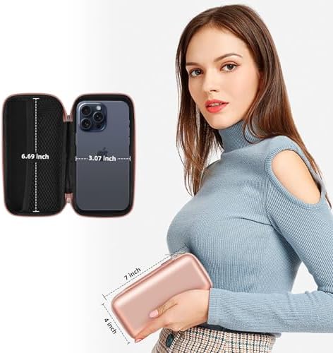 iMangoo Shockproof Travel Essentials Organizer Case, Small Accessories Hard Protective Pouch Electronics Purse for Women Men Zipper Tech Cord Cable Power Bank Charger 6.5x3.2x1 In (Rose Gold) - Image 3