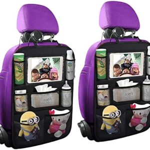 ONE PIX Backseat Car Organizer Mats Back Seat Organizers and Storage Bag with Touch Screen Tablet Holder for Kids Toddlers Seats, Travel Accessories, Road Trip Essentials (2PCS)