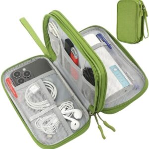 Electronic Organizer Travel Cable Accessories Bag, Case for Cable, Cord, Charger, Phone, Power Bank, Earphone (Grass Green, Medium)