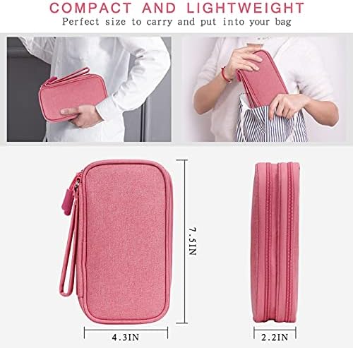 Skycase Electronic Organizer Travel Case - Waterproof Travel Cord Pouches for Organization, Cable Organizer, All-in-One Double Layers Storage Bag for Accessories, Charger, Cable, Pink - Image 5