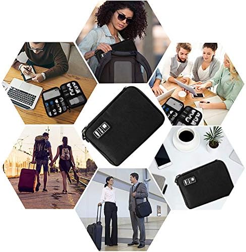 Travel Cable Organizer Bag Waterproof Portable Electronic Accessories Organizer for USB Cable Cord Phone Charger Headset Wire SD Card with 5pcs Cable Ties(Black) - Image 7