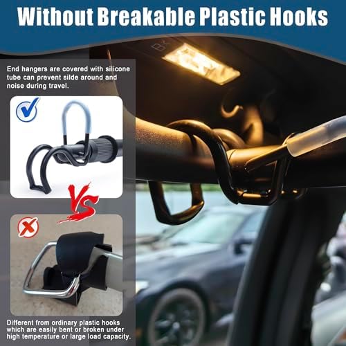 Car Clothes Hanger Bar Heavy Duty Clothing Rod for Vehicle Adjustable Cloth Storage Organizers Automotive Travel Outdoor Hanging Drying Rack for Truck SUV(Extend from 30'' to 66''/Hold up to 120lbs) - Image 2