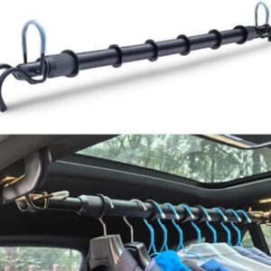 Heavy Duty Car Clothes Hanger Bar Extendable Garment Rack 30''-66'' Travel Cloth Drying Hanging Rod for SUV Truck RVs Vehicle Closet Black Metal Pole for Automobile Clothing Organizers & Storage Tool