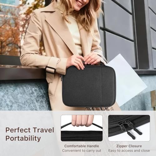 Electronics Organizer Travel Case, Double Layers Cord Organizer Travel for Cable, Cord, iPhone, iPad, Chargers, Portable Cable O rganizer Bag for 9-11" Tablets, Black - Image 8