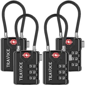 TSA Approved Luggage Locks, Travel Locks Which Also Work Great as Gym Locks, Toolbox Lock, Backpack and More, Black 4 Pack