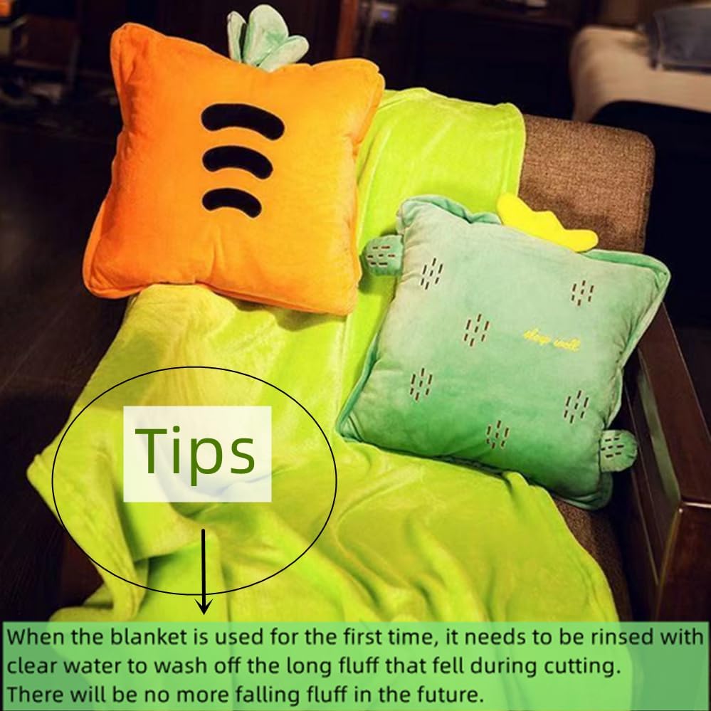 Rikyo 15" Stuffed Fruit Travel Blanket and Pillow Set,3 in 1 Plush Stuffed Hugging Pillow with Warming Hands Pillow Blanket for Kids Gift Travel Airplane Train Bed Office Nap (Pink - Strawberry) - Image 6