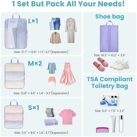Cambond Mesh Compression Packing Cubes Travel - Space Saving Packing Cubes for Travel Women, Lightweight Compression Cubes for Travel Bags Luggage Packing Organizer for Suitcases - Image 5