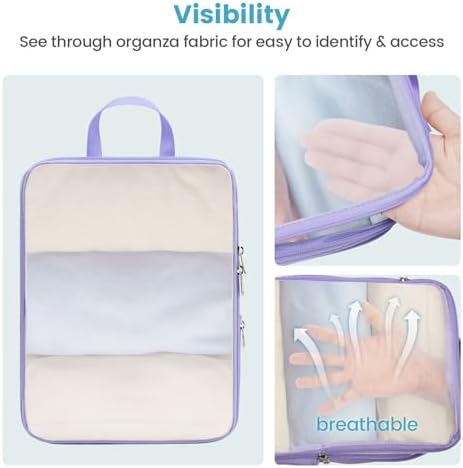 Cambond Mesh Compression Packing Cubes Travel - Space Saving Packing Cubes for Travel Women, Lightweight Compression Cubes for Travel Bags Luggage Packing Organizer for Suitcases - Image 2