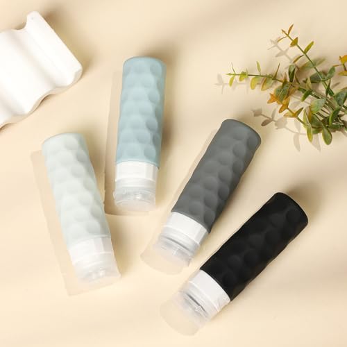 Travel Bottles for Toiletries, 4pcs Tsa Approved 3oz Travel Size Containers, BPA Free Leak Proof Premium Silicone Bottles, Refillable Liquid Squeezable Accessories W/Toiletry Bag - Image 7