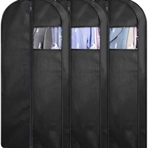 KIMBORA 43" Suit Bags for Closet Storage and Travel, Gusseted Hanging Garment Bags for Men Suit Cover With Handles for Clothes, Coats, Jackets, Shirts(3 Packs)