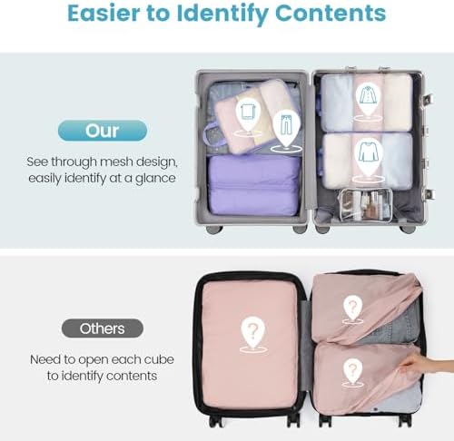 Cambond Mesh Compression Packing Cubes Travel - Space Saving Packing Cubes for Travel Women, Lightweight Compression Cubes for Travel Bags Luggage Packing Organizer for Suitcases - Image 3