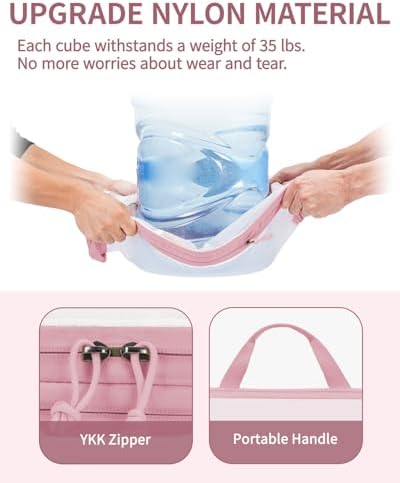 ECOHUB 6 Set Compression Packing Cubes, Gifts for Women Mom, Lightweight Vacation Travel Essentials Accessories for Suitcase Luggage Organizer Bags Set with YKK Zippers Shoe Bag, Pink - Image 2