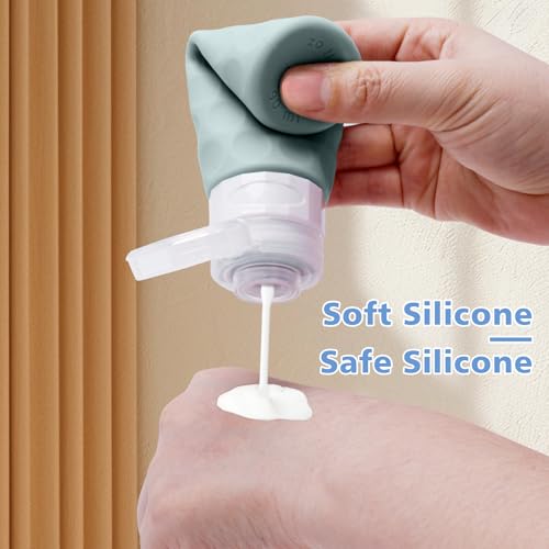 Travel Bottles for Toiletries, 4pcs Tsa Approved 3oz Travel Size Containers, BPA Free Leak Proof Premium Silicone Bottles, Refillable Liquid Squeezable Accessories W/Toiletry Bag - Image 5