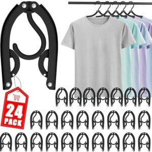 24 Pcs Travel Hangers Cruise Essentials 2025 Portable Folding Clothes Hangers Travel Accessories Foldable Clothes Drying Rack (Black) (24)